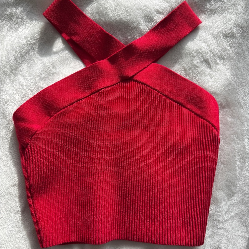 Babaton Red Crisscross Crop Top